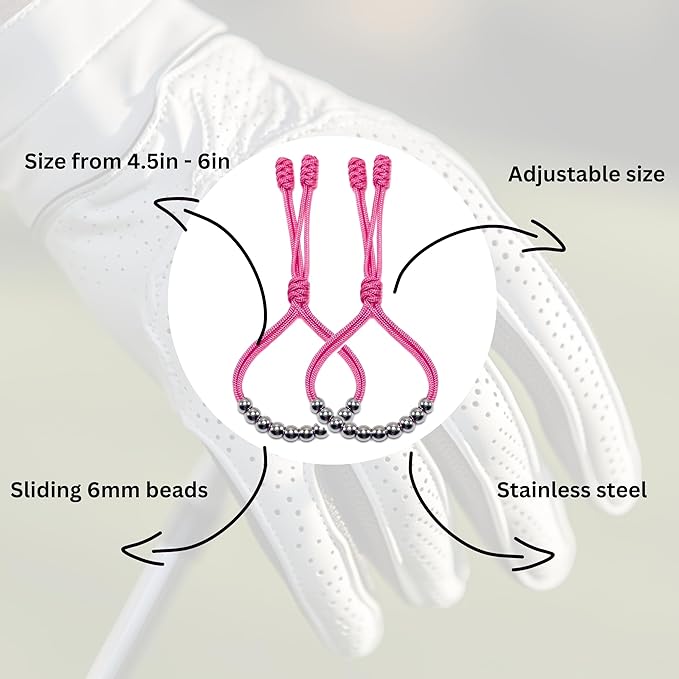 LAMIBEE Pack of 2 Golf Glove Bead Stroke Counter, 10 Stainless Steel Beads Score Counter for Gloves, Stroke Count Resizable Easy to Adjust Golf Round Scoring Tracker Accessory