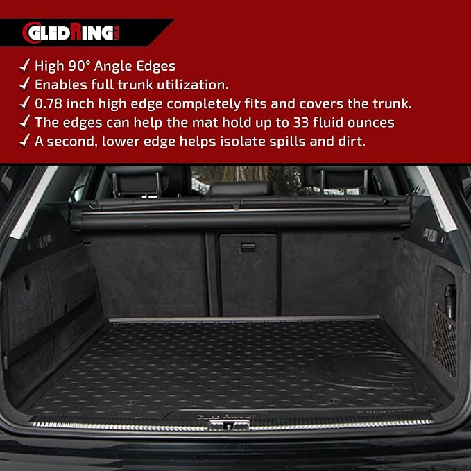 Gledring USA Custom Fit All-Weather Rubber Cargo Liner Intended for Volkswagen Jetta 2011-2018, No Trimming Required, Tailored Custom Fit, Protects from Rain, Mud, & Snow