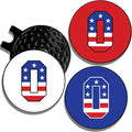 Wolf Golf Towels Golf Ball Marker Hat Clip | USA Monogram | 1 Magnetic Clip + 3 Ball Markers | Patriotic Golf Accessories for Men & Women