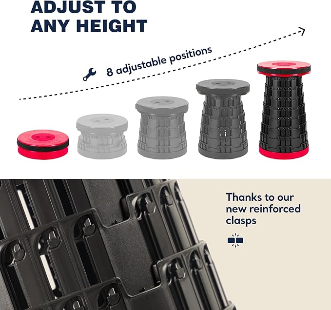 Upgraded Collapsible Stool 2-Pack, 620lbs Max Weight, Lightweight Yet Sturdy, Portable Retractable Foldable Telescoping Camping Stool for Adults Outdoor Fishing Hiking Travel BBQ