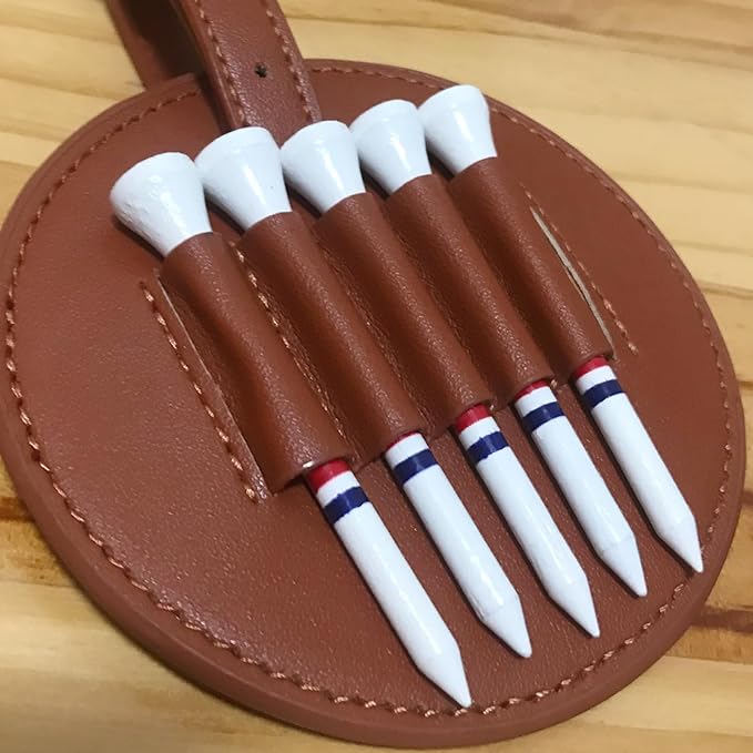 Golf Tee Holder for Bag, Golf Tee Carrier with 10 PCS Wooden Golf Tees 2-3/4 inch, Golf Accessories for Men and Women, Golf Bag Accessory and Golf Gift (Black)