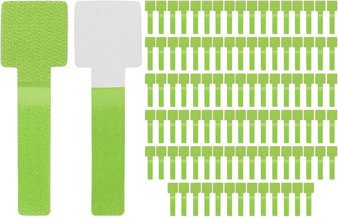 100-Pack Hook and Loop Cable Ties, 3.5 x 1.1 Inch Adjustable Self-Adhesive Cord Organizer for Desk/Home/Wall/Office Essentials, Cable Management Under Desk [Green]