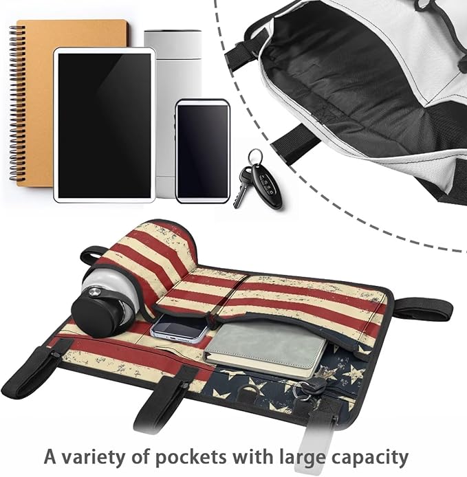 Fashion Golf Cart Rear Seat Organizer Lightweight Storage Bag Accessories for Club Car, Wheelchair and Walker
