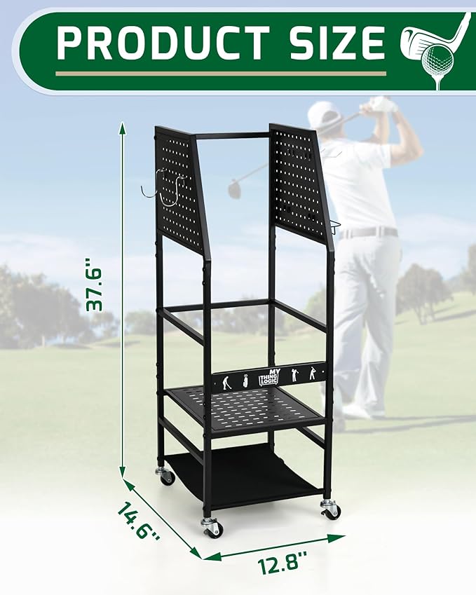Mythinglogic Golf Bag Storage Organizer, Extra Large Golf Storage Stand for Golf Bag Accessories, Golf Storage Rack for Garage, Golf Club, Home