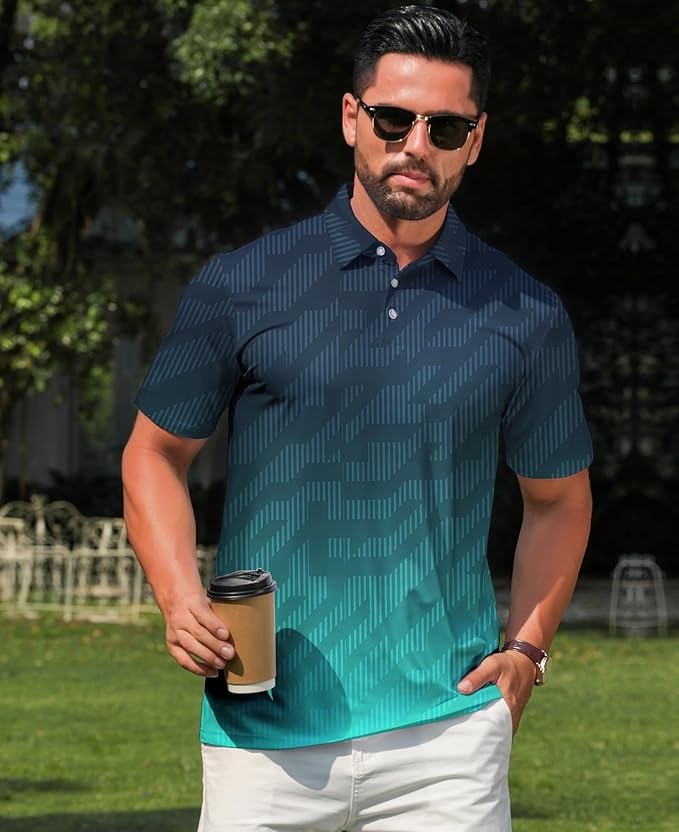zeetoo Men's Polo Shirts Hawaiian Golf Polos Shirts Short Sleeve Performance Moisture Wicking Mens Golf Shirts