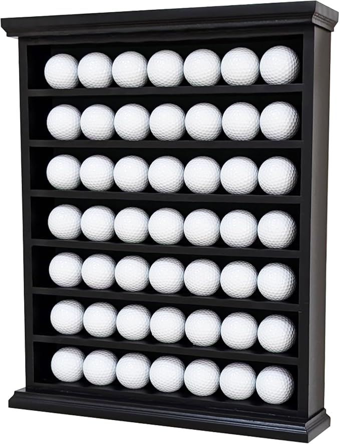 Golf Ball Display Cabinet | Holds 49 Balls | Ideal Collector Gift | Elegant Wall & Table Mount | Solid Wood | Perfect for Enthusiasts Golf Ball Diplay Case Shadow Box for 49-Ball Display Cabinet