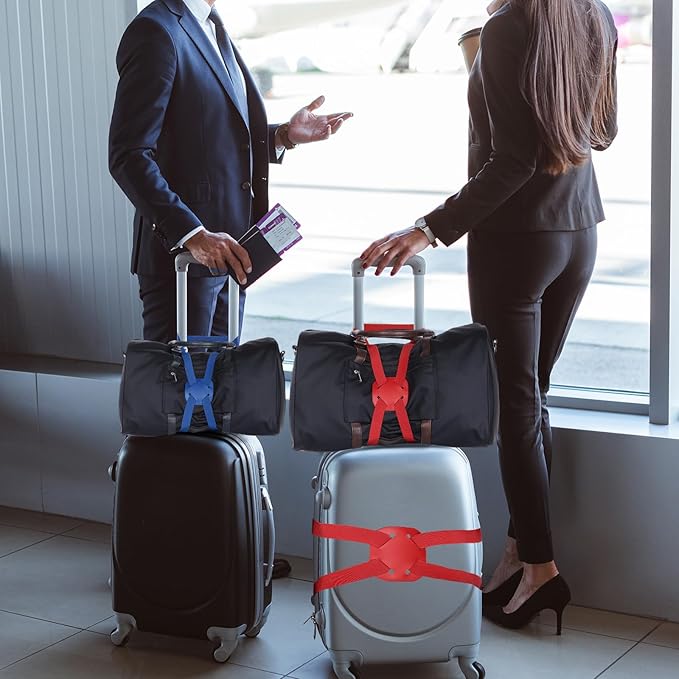 Adjustable Luggage Straps, Suitcase Elastic Strap Bag Bungee with Buckles Travel Accessories - Fitting for(Travel/Add A Bag/Securing Luggage), 27-66 Inch & 2Pcs & Dark Blue