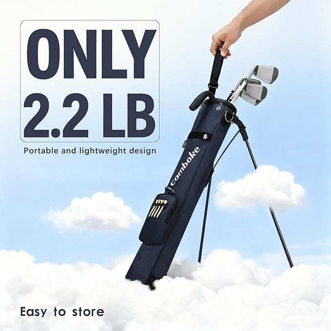 Lightweight Golf Stand Bag, Portable and Durable Golf Carry Bag with Padded Strap and Pocket, Sunday Bag for The Driving Range, 2-Way Divider Practice Bag for Men and Women