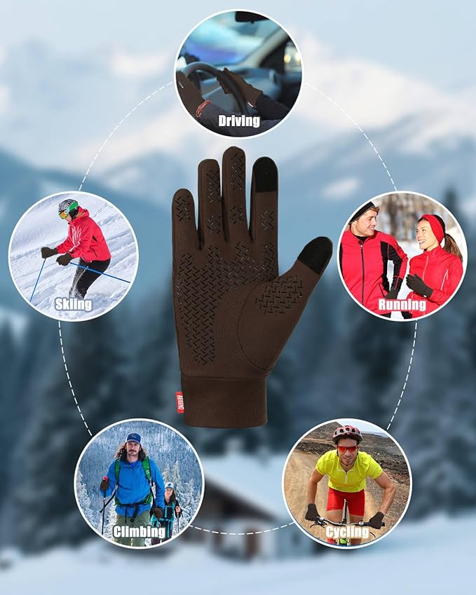 Aegend Lightweight Winter Gloves for Men Women, Warm Running Gloves Touchscreen Thermal Glove Liners for Cold Weather Driving, Cycling & Hiking, Non-Slip, Elastic Cuff, Stretchy, Durable