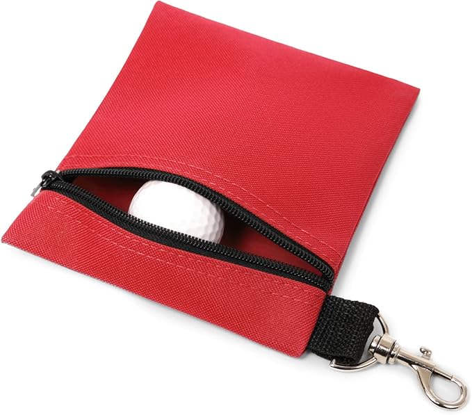 BuyAgain Golf Tee Pouch, 5.62 X 6.87 Inch Professional Zipper Golf Tee/Ball Pouch Bag with Metal Lobster Claw Clip