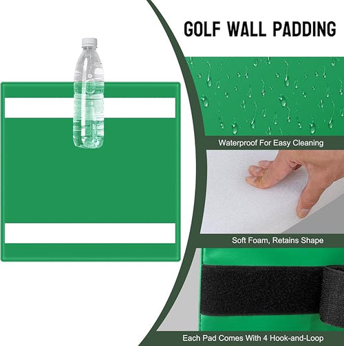 12 Pack Golf Wall Padding Panels Golf Simulator Padding for Walls, Safety Foam with PU Leather Surface for Indoor Impact Protection