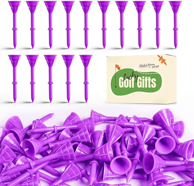 FINGER TEN Unbreakable Golf Tees Plastic 3 1/4 inch Value 50/100 Pack, Low Friction & Low Ball Spin Long Tees to Improve Distance & Accuracy, Durable Tees with Assorted Colors to Practice