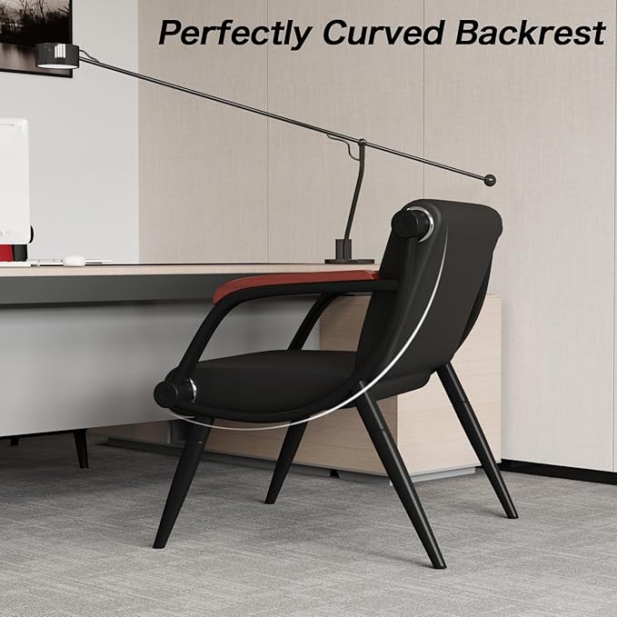 wonline Waiting Room Chairs, Office Furniture Reception Chairs with Arms, Leather Chairs is Suitable for Clinic,Airport,Hospital,Barber,Salon,Bank-(Black 4pcs)