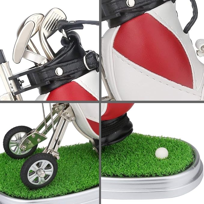 Golf Gift Golf Pens Holder, Golf Bag Holder with 3 Pieces Aluminum Pen Golf Bag Pencil Holder for Men