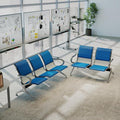 Kinfant Blue 5-Seat Waiting Room Chairs with Arms – Heavy-Duty Steel Frame PU Leather Back & Cushioned Seat, Ergonomic Office Reception Guest Chair for Lobby, Clinic, Airport