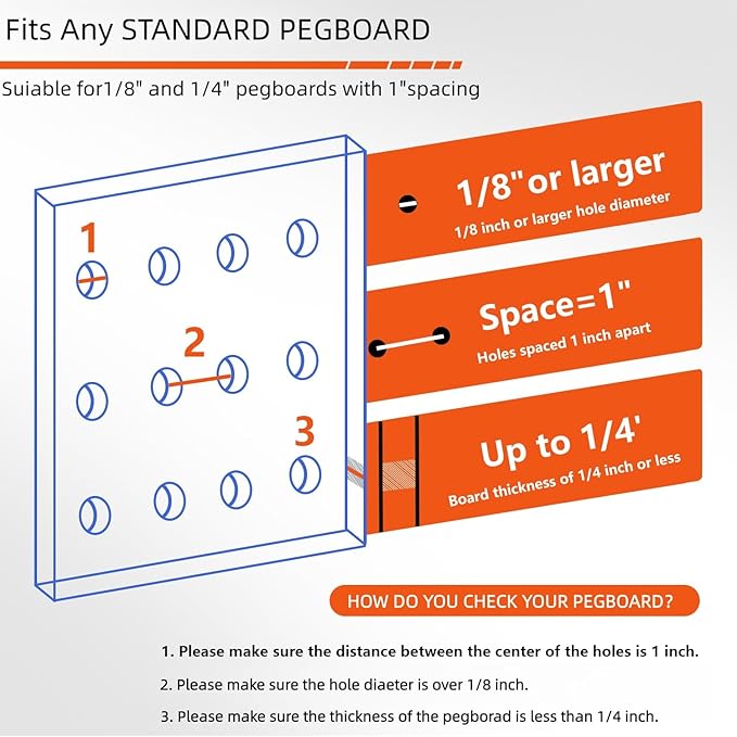 Calax 338PCS Pegboard Hooks Organizer Kit, Fit 1/8 or 1/4 inch Peg Board with Storage Bins, Pegboard Assortment Hooks Accessories Tool Hanging Storage for Garage, Kitchen, Bathroom (338)