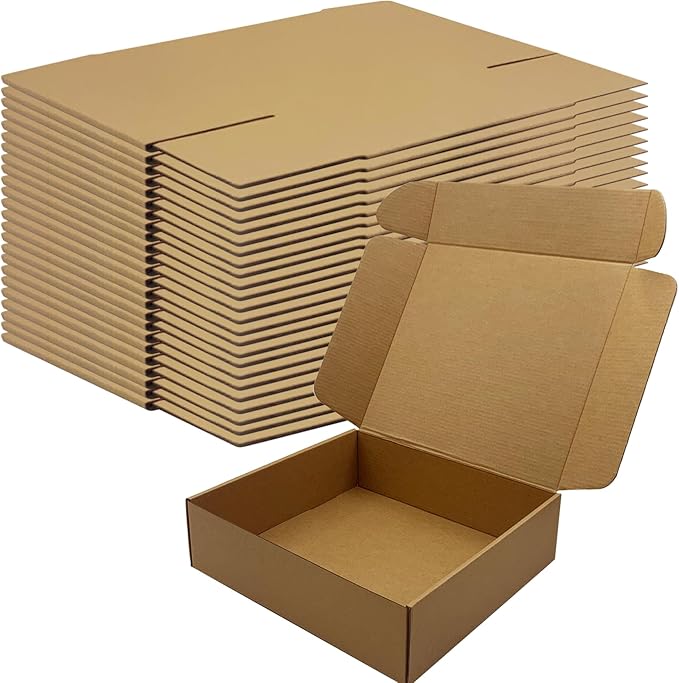 11x10x3 Inches Shipping Boxes Set of 25，Brown Cardboard Boxes Recyclable Corrugated Mailers for Small Business, E-commerce, Gift Packaging Storage Boxes Products Box Self-Locking Folding Boxes