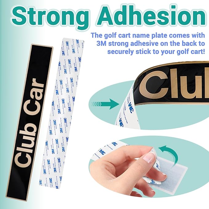 Drive-up Name Plate for Club Car Precedent, Black Gold Decal for Golf Cart 15.74"×2.24" Emblem