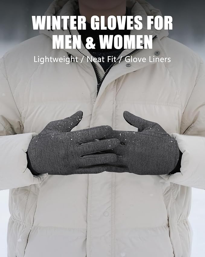 Aegend Lightweight Winter Gloves for Men Women, Warm Running Gloves Touchscreen Thermal Glove Liners for Cold Weather Driving, Cycling & Hiking, Non-Slip, Elastic Cuff, Stretchy, Durable