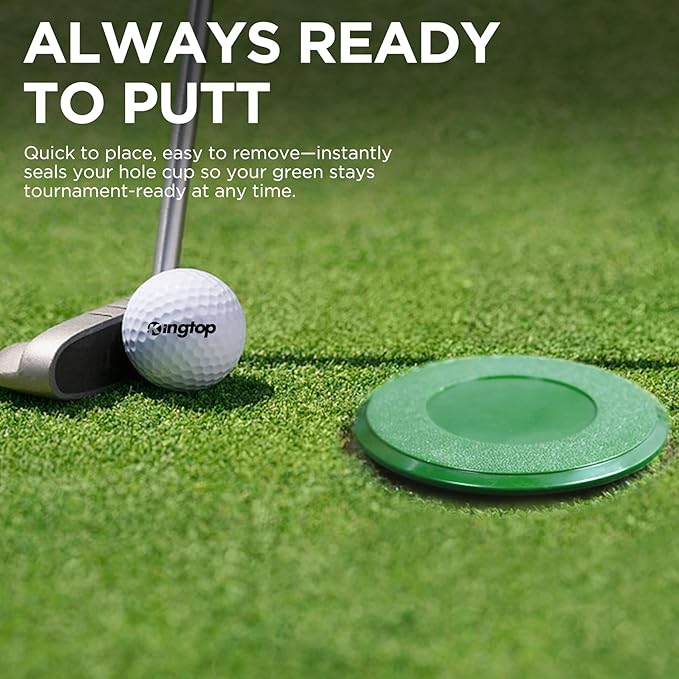 KINGTOP Golf Hole Cup Cover – Fits Standard 4.25" Aluminum & Plastic Golf Cups – Convert Backyard Practice Putting Green to Multi-Use Space