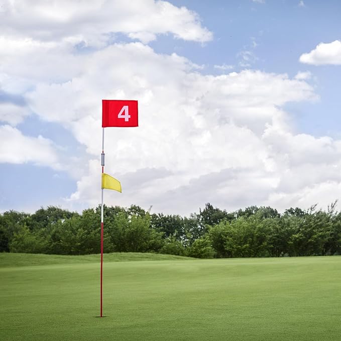 Ciieeo Numbered Golf Markers 4Pcs Red Putting Area Flags Sturdy Outdoor Practice Training for Golf Course and Backyard Use