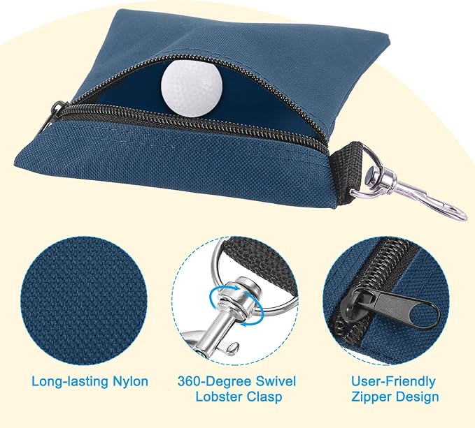 PATIKIL Golf Tee Pouch, Zipper Golf Ball Bag with Metal Lobster Claw Clip for Men Women Valuables Holder