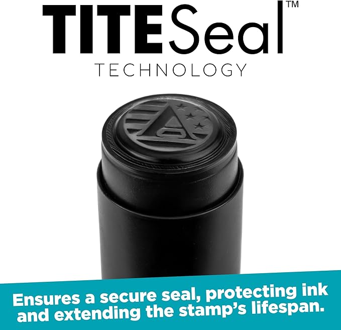 Custom Golf Ball Marker Stamp with TiteSeal™ Technology Bundle - Metallic Box with Golf Ball Stamp + Refill Ink Bottle - Black Case