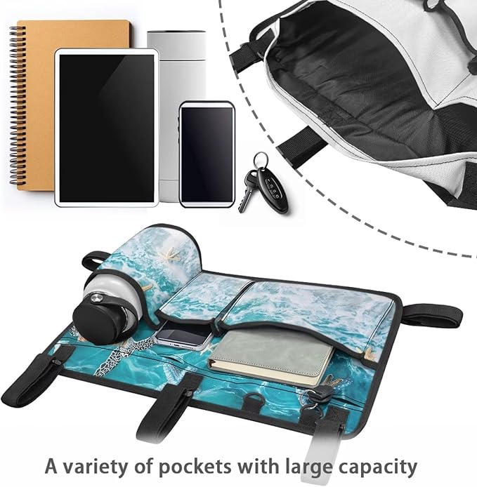 Beach Golf Cart Rear Seat Organizer Foldable Storage Bag for Club Car, Wheelchair and Walker