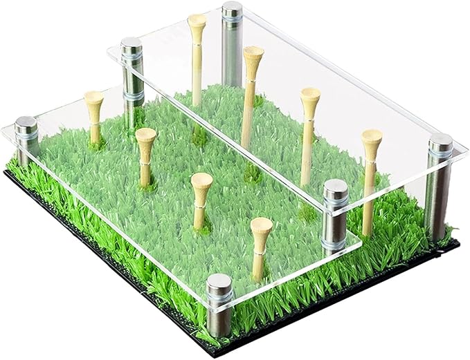 Golf Ball Display Case,Sport Balls Rack Holds 8 Golf Balls 2 Tier Acrylic Stand Holder with Tees for Tennis Softball Showing