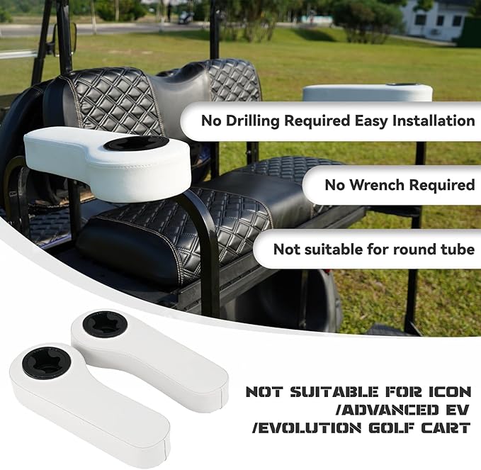 XUANYUDG0769 Golf Cart Armrest with Cup Holder for EZGO TXT Club Car DS Precedent and Yamaha Rear Seat Kit, Upgrade Support Frame/No Need Drilling Arm Rest