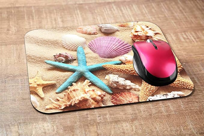 Seashell Gaming Mousepad Colorful Seashell Starfish On Beach Mouse Pad Mouse Mat for Computer Desk Laptop Office 9.5 X 7.9 Inch Non-Slip Rubber