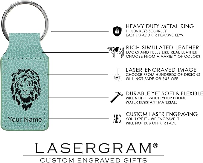 LaserGram Rectangle Keychain, Coat of Arms Germany, Personalized Engraving Included (Basketball Teal)