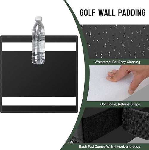 12 Pack Golf Wall Padding Panels Golf Simulator Padding for Walls, Safety Foam with PU Leather Surface for Indoor Impact Protection