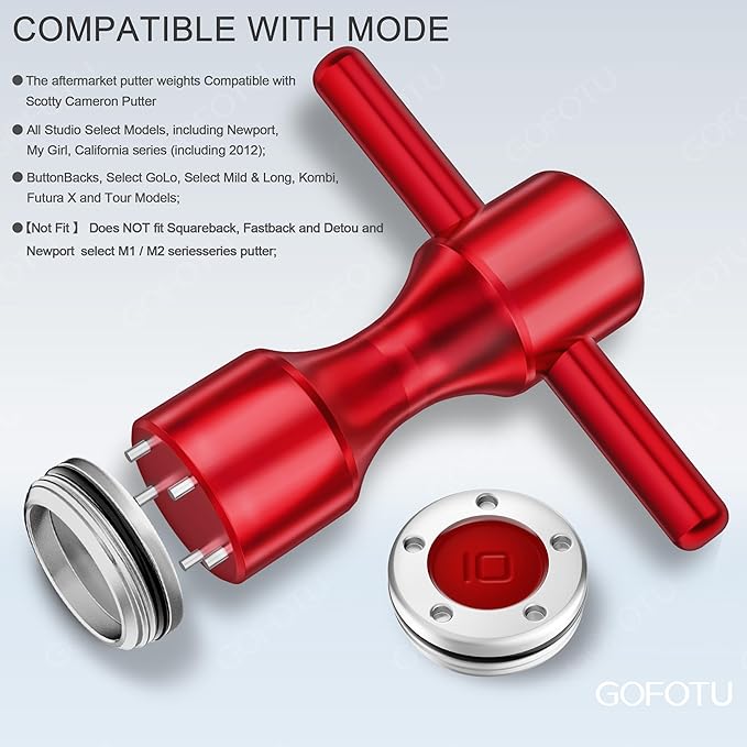 Golf Head weight 2pcs. 10g Golf Custom Weights+Red Wrench Compatible with Titleist Scotty Cameron Putters Newport (10g)