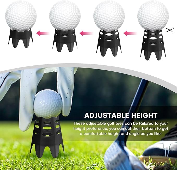 Golf Simulator tees, 24Pcs Plastic Golf Mat Tees for Home, Outdoor or Indoor Golf Tees for Training, Practice Golf tees for Winter Turf and Driving Range, Pack of 12 Tall & 12 Small