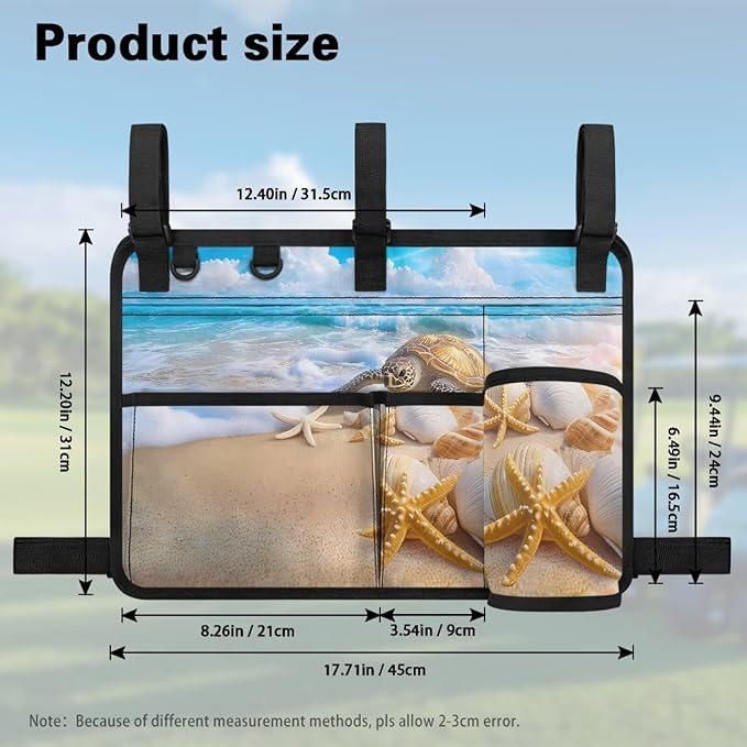 Beach Golf Cart Rear Seat Organizer Foldable Storage Bag for Club Car, Wheelchair and Walker