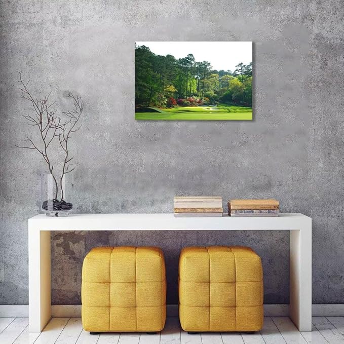 Augusta Golf Course Wall Art Golf Course Picture Poster Canvas Prints - Golf Wall Decor for Living Room Bedroom Home Decorations Framed Artwork Ready to Hang(24''H x 36''W)