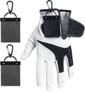 FINGER TEN Golf Glove Grabber Holder with 360° Metal Carabiner Clip 2 Pack, Universal Both Sides Grabber Keeper Strap Quick Storage Gloves, Lightweight Portable Easy Clip-On for Bags