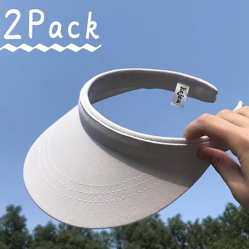2 Pack Visor Women Men Sun Hat Clip On Visors Adjustable Sport Wide Brim Cap
