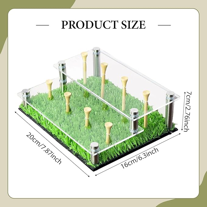 Golf Ball Display Case, Balls Rack with Tees 2 Tier Acrylic Stand Holder for Tennis