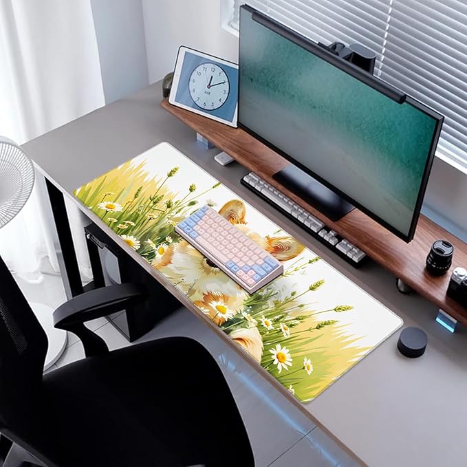 Cute Corgi Gaming Mouse Pad, Desk Mat, Non-Slip Rubber Base Cool Aesthetic MousePads for Computer Laptop Keyboard Office School Home Desktop Accessories Decor 31.5" x 11.8"