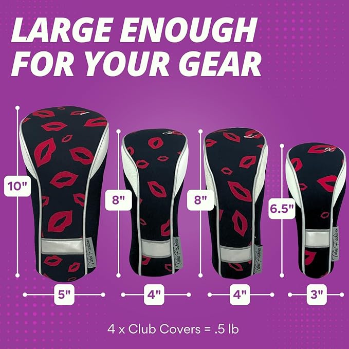 Taboo Fashions Monaco Golf Club Covers for Women - Numbered Golf Headcovers Set for Driver, Fairway and Hybrid Clubs - Weather Resistant, Pack of 4