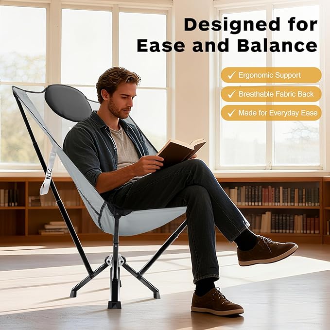 High-Back Camping & Indoor Relax Chair, Compact Foldable Chairs with Aircraft-Grade Aluminum Frame, Folding Chair Collapsible for Outdoor Camp, Home, Backpacking, Hiking, Beach, Supports 450lbs