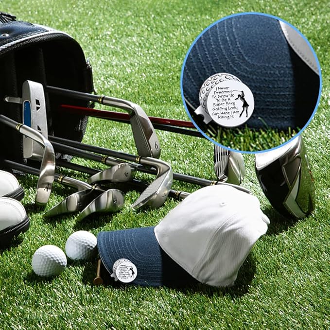 Strong Woman Golfer Ball Marker with Magnetic Hat Clip, Funny Golf Accessories Gifts for Proud Women, Novelty Birthday Gifts for Women Golfer Fan