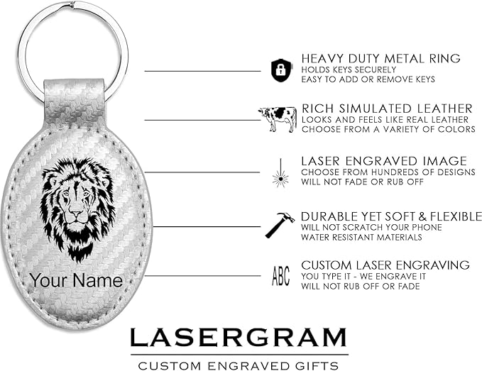 LaserGram Oval Keychain, Off Road Racer, Personalized Engraving Included (Carbon Fiber Silver)