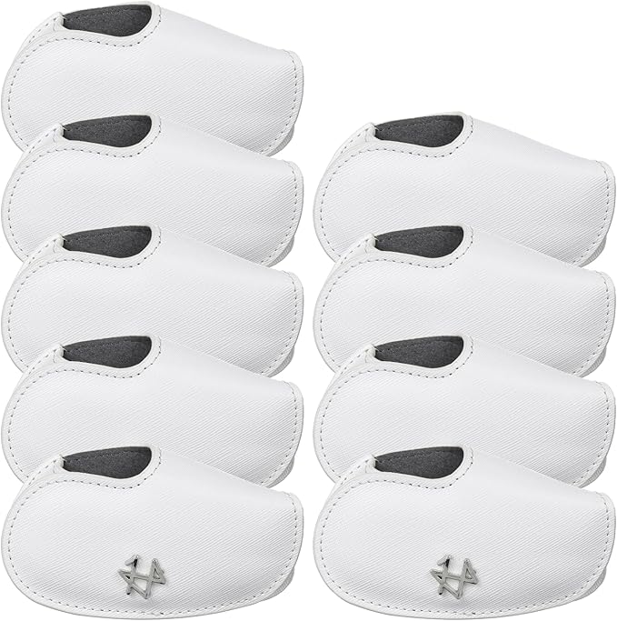 Golf Iron Covers 9pcs or 1pc Saffiano Leather Magnetic Club Headcover for Right Hand