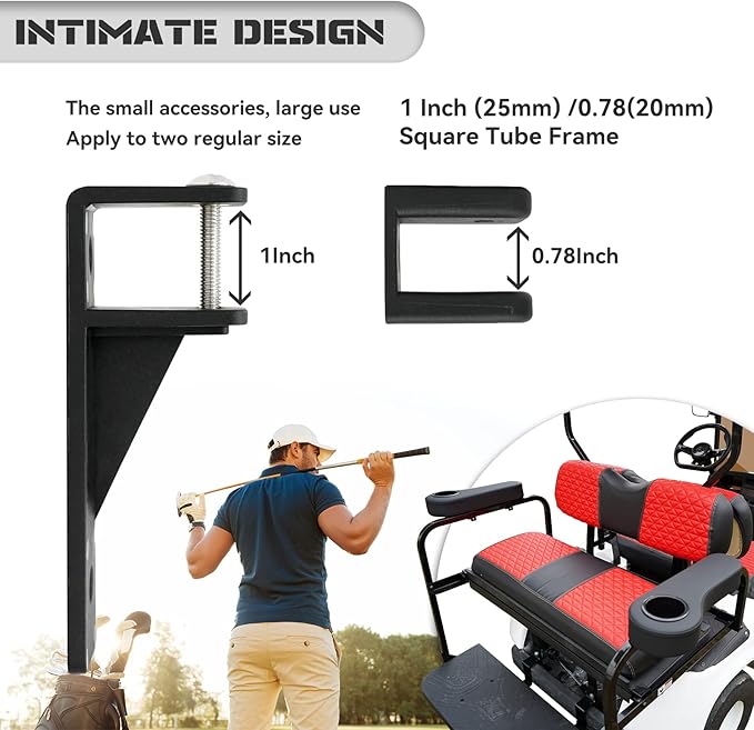 XUANYUDG0769 Golf Cart Armrest with Cup Holder for EZGO TXT Club Car DS Precedent and Yamaha Rear Seat Kit, Upgrade Support Frame/No Need Drilling Arm Rest