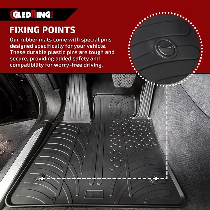 Gledring USA Custom Fit All-Weather Rubber Floor Mats Intended for Volkswagen Tiguan 2025, No Trimming Required, Tailored Custom Fit, Protects from Rain, Mud, & Snow.
