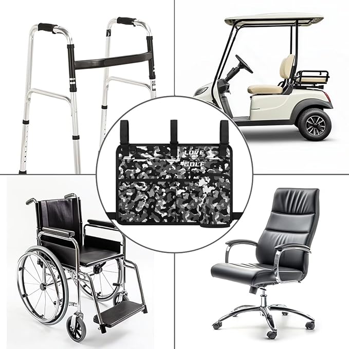 Fashion Golf Cart Rear Seat Organizer Lightweight Storage Bag Accessories for Club Car, Wheelchair and Walker