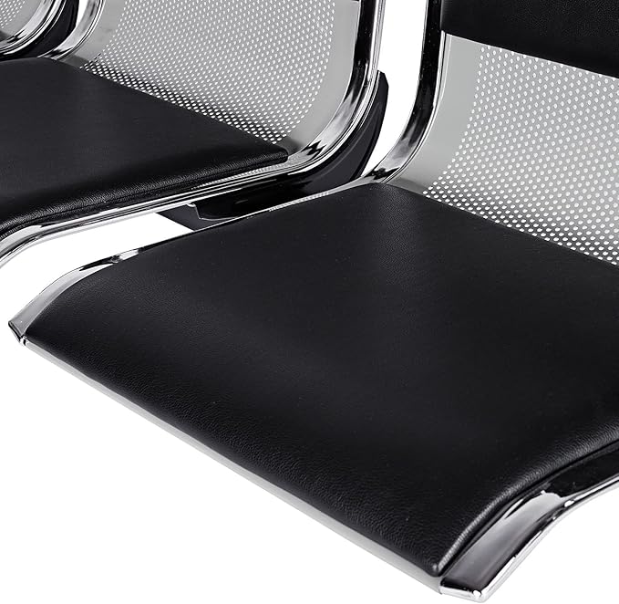 Kinfant Waiting Room Reception Chairs - Waiting Room Bench with Arms Airport Reception Bench Guest Reception Chairs Lobby Bench Waiting Area for Airport Market Bank Hospital School Barbersho, Black